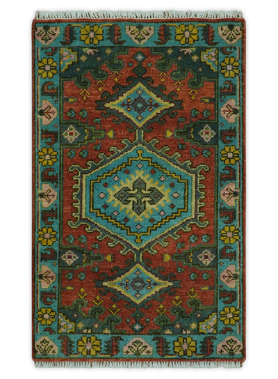 Hand Knotted Rust, Blue and Olive Traditional Antique Persian Rug - The Rug Decor