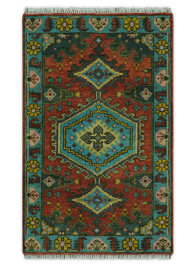 Hand Knotted Rust, Blue and Olive Traditional Antique Persian Rug - The Rug Decor