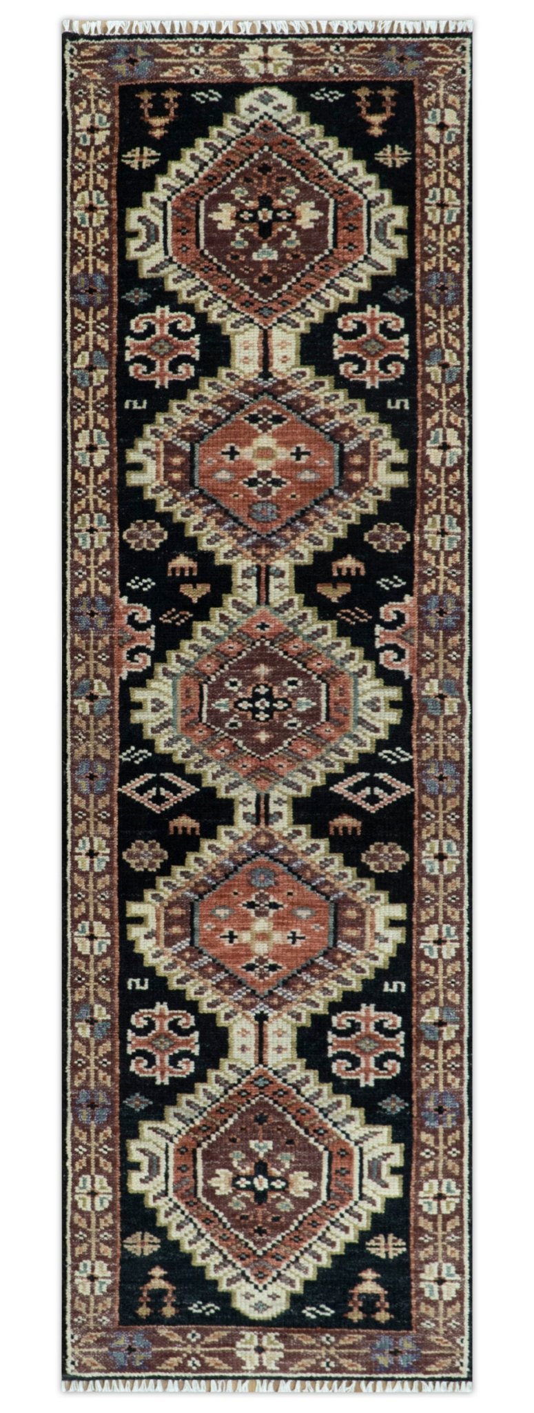 Hand Knotted Rust, Ivory and Black Traditional Heriz Wool Area Rug - The Rug Decor
