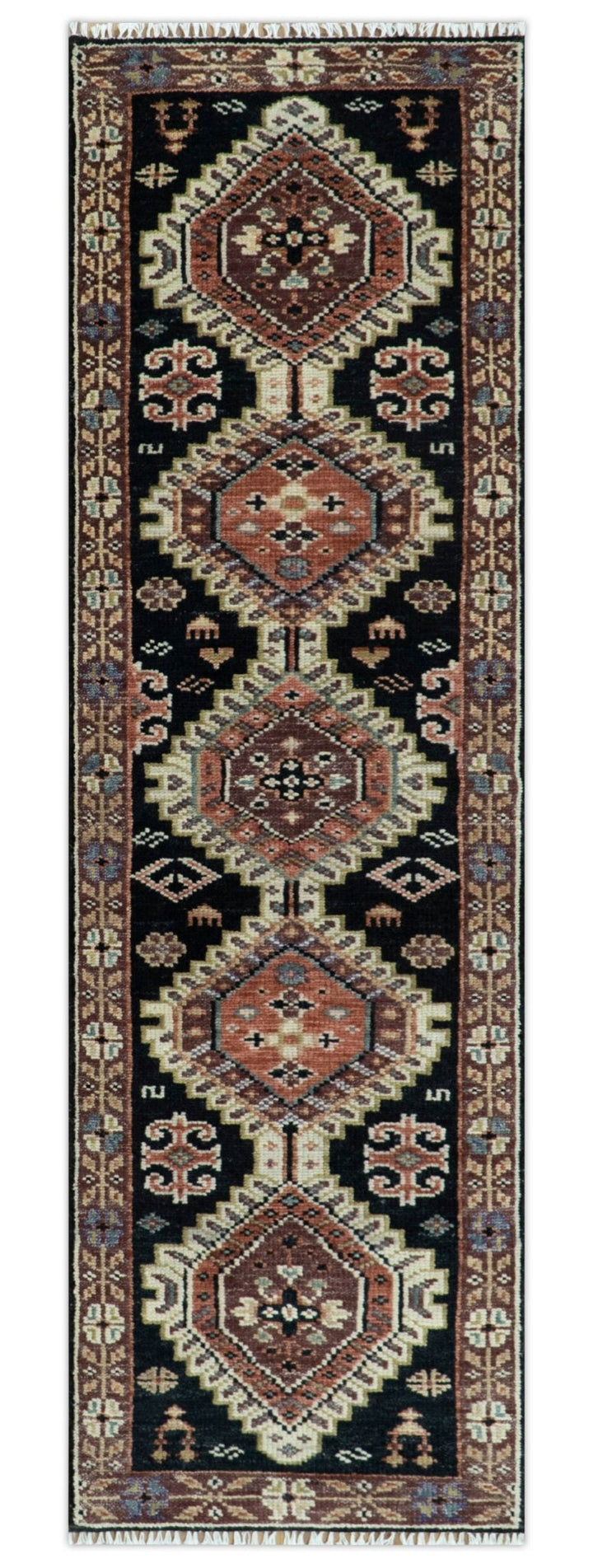 Hand Knotted Rust, Ivory and Black Traditional Heriz Wool Area Rug - The Rug Decor