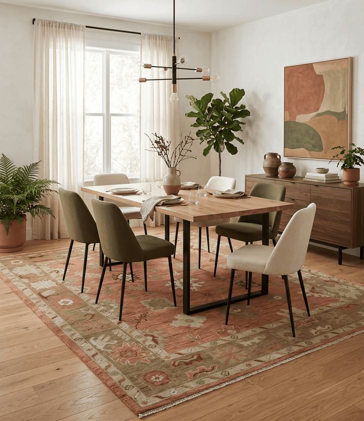 Hand Knotted Rust, Olive and Ivory Traditional Oushak Vintage Style Wool Rug - The Rug Decor