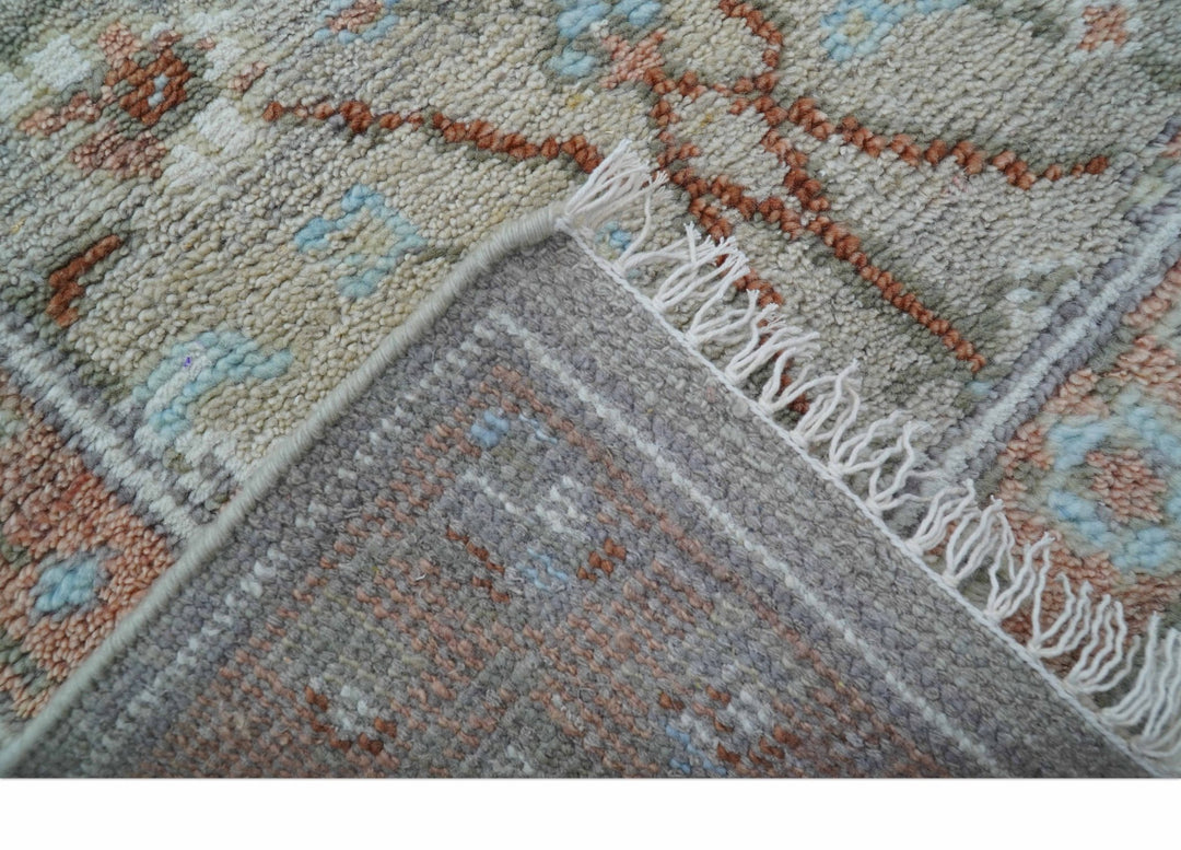 Hand knotted Silver And Rust Traditional Turkish Design 2.6x10 Wool Area Rug - The Rug Decor