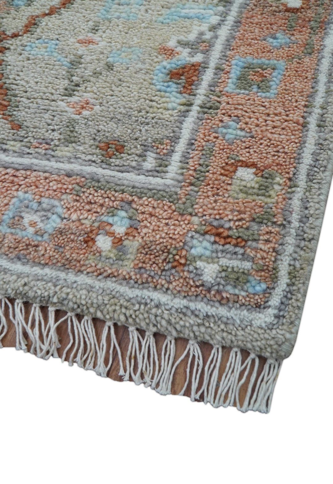 Hand knotted Silver And Rust Traditional Turkish Design 2.6x10 Wool Area Rug - The Rug Decor