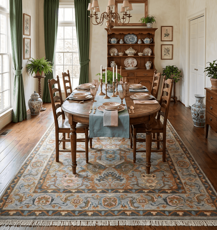 Hand knotted Silver, Rust and Gray Traditional Oushak Custom Made wool Rug - The Rug Decor
