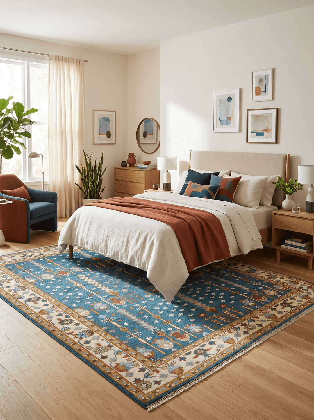 Hand Knotted Teal Blue and Ivory Traditional Vintage Style Multi size Wool Area Rug - The Rug Decor