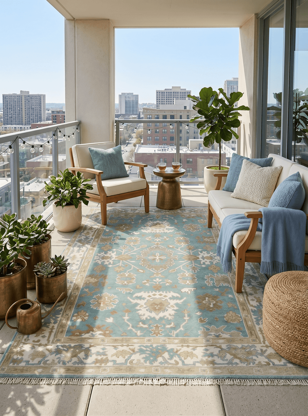 Hand Knotted Teal, Ivory and Beige Traditional Oriental Oushak Multi Size wool rug - The Rug Decor