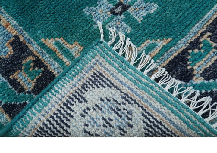 Hand knotted Teal Traditional Khotan Design 4x6 Wool Area Rug - The Rug Decor