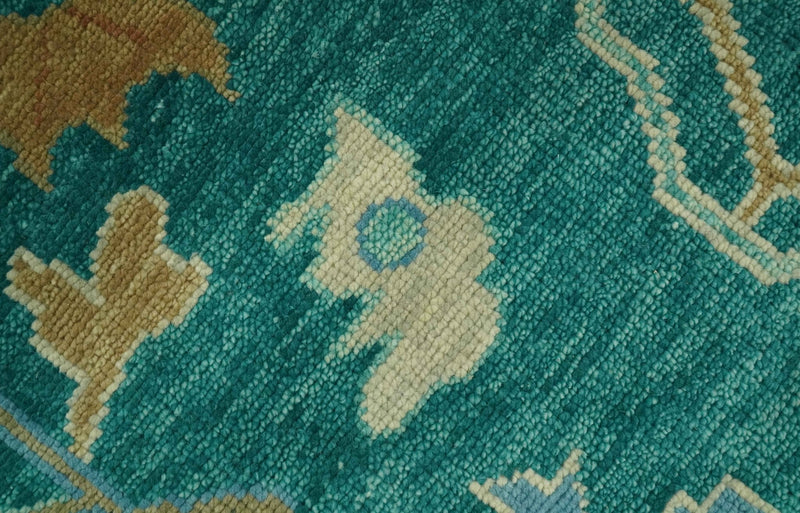 Hand Knotted Teal Traditional Oushak 9x12 wool area rug - The Rug Decor