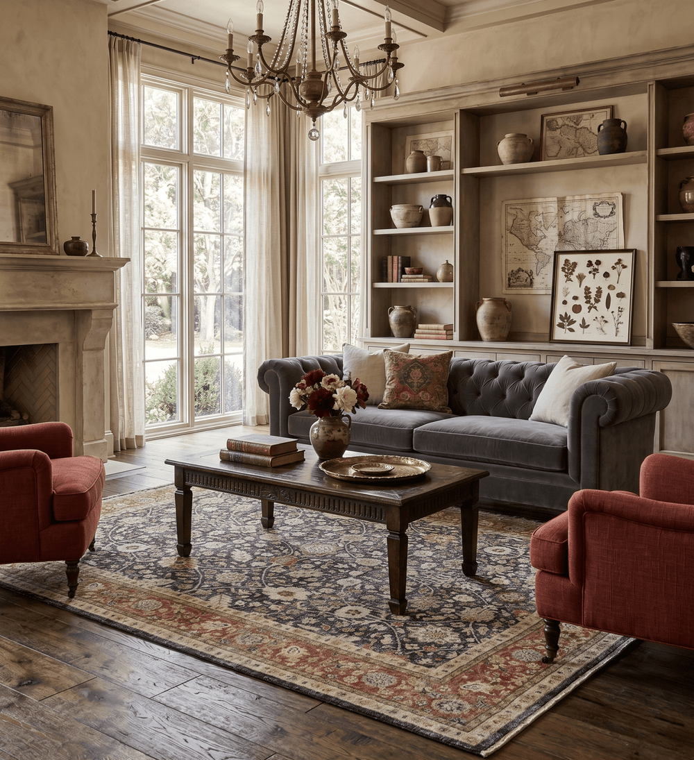 Hand Knotted Traditional Black, Rust and Beige Textured Low Pile Distressed Wool Rug - The Rug Decor