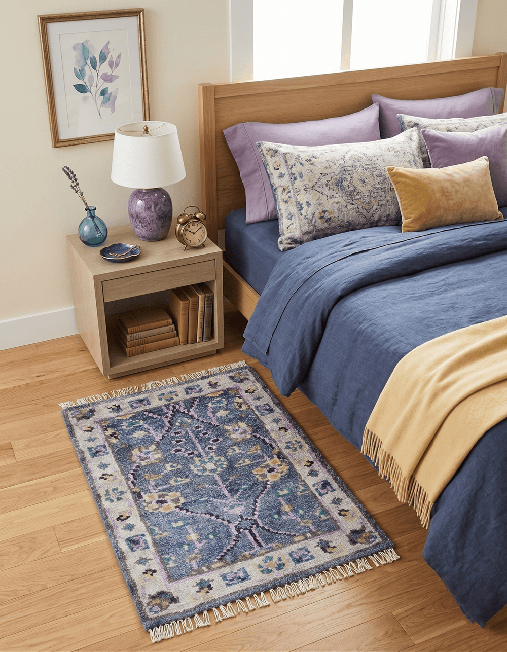 Hand Knotted Traditional Design Blue And Ivory 2x3 Wool Area Rug - The Rug Decor
