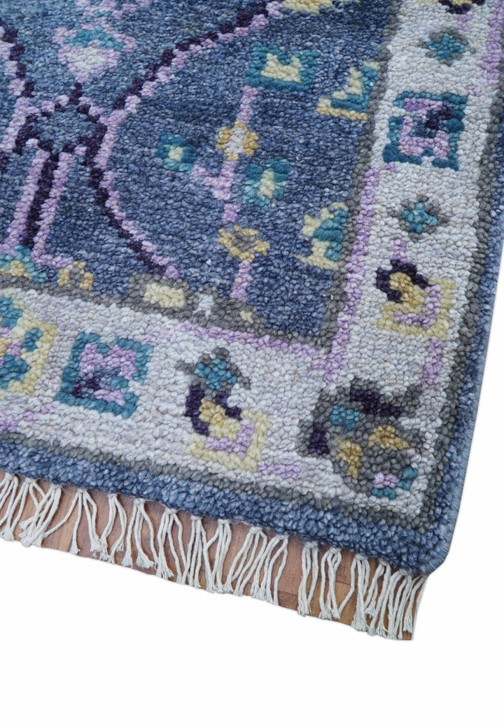 Hand Knotted Traditional Design Blue And Ivory 2x3 Wool Area Rug - The Rug Decor
