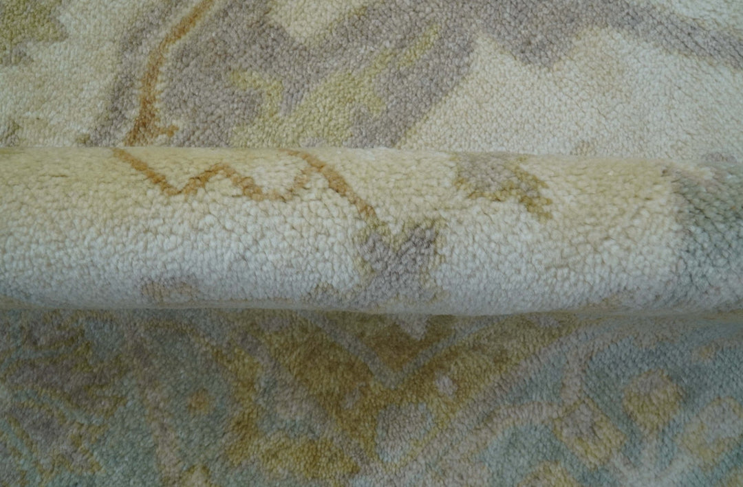 Hand Knotted Traditional Oushak Design Beige And Gray 6x9 Wool Area Rug - The Rug Decor