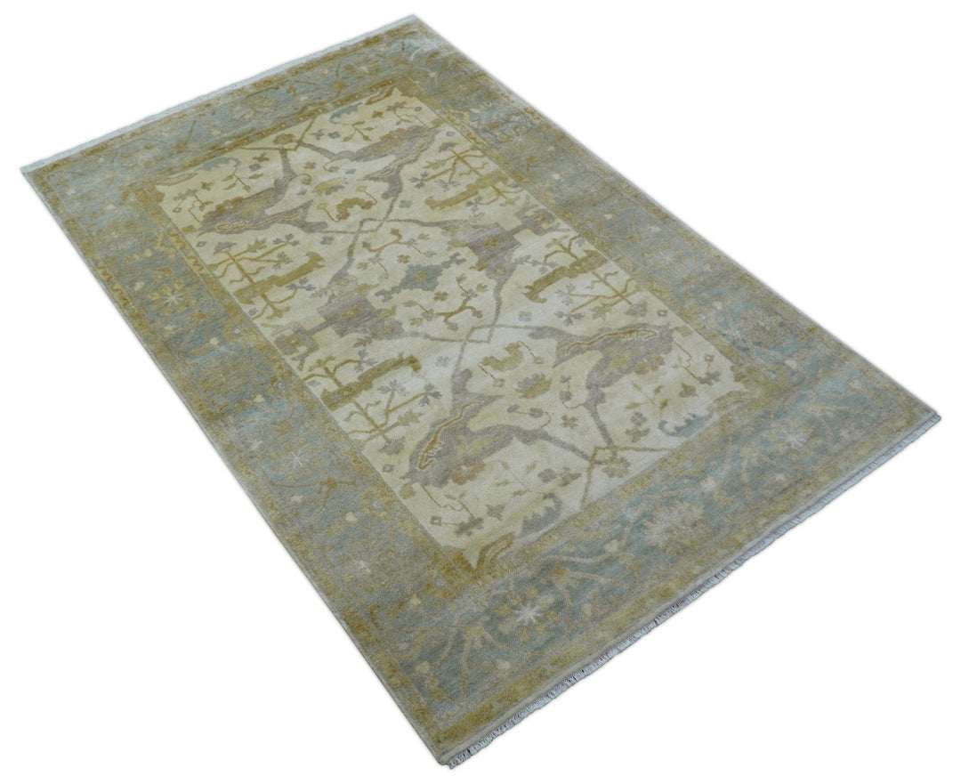 Hand Knotted Traditional Oushak Design Beige And Gray 6x9 Wool Area Rug - The Rug Decor