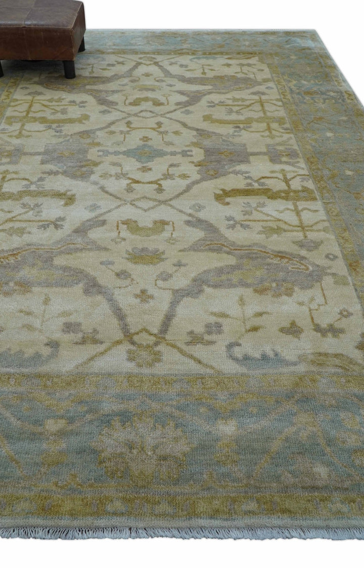 Hand Knotted Traditional Oushak Design Beige And Gray 6x9 Wool Area Rug - The Rug Decor