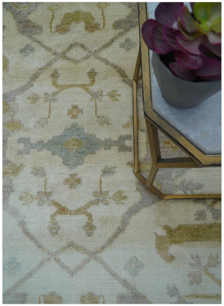 Hand Knotted Traditional Oushak Design Beige And Gray 6x9 Wool Area Rug - The Rug Decor