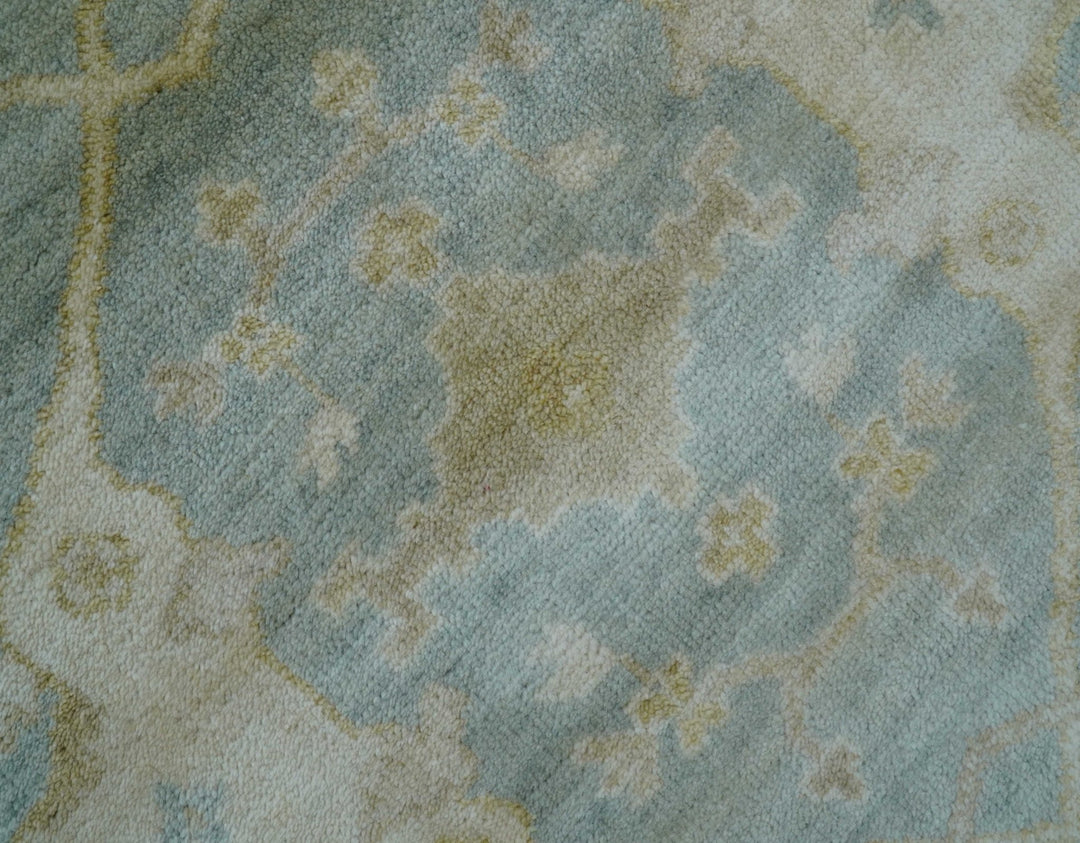 Hand Knotted Traditional Oushak Design Blue And Beige 6x9 Wool Rug - The Rug Decor