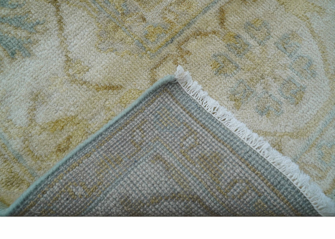 Hand Knotted Traditional Oushak Design Blue And Beige 6x9 Wool Rug - The Rug Decor