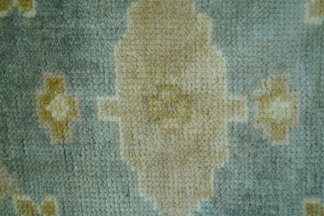 Hand Knotted Traditional Oushak Design Blue And Beige 8x10 Wool Area Rug - The Rug Decor