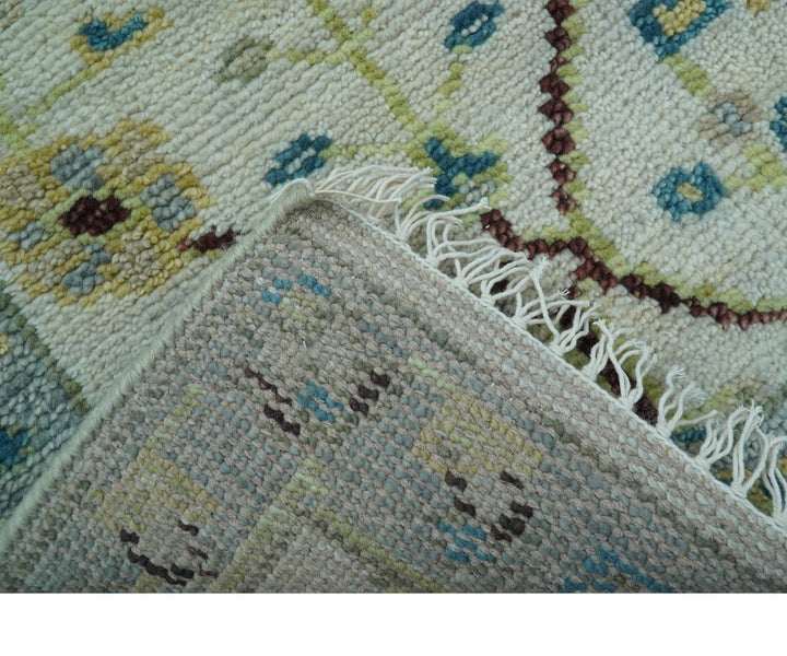 Hand knotted Traditional Oushak Design Blue And Ivory 2x3 Wool Area Rug - The Rug Decor