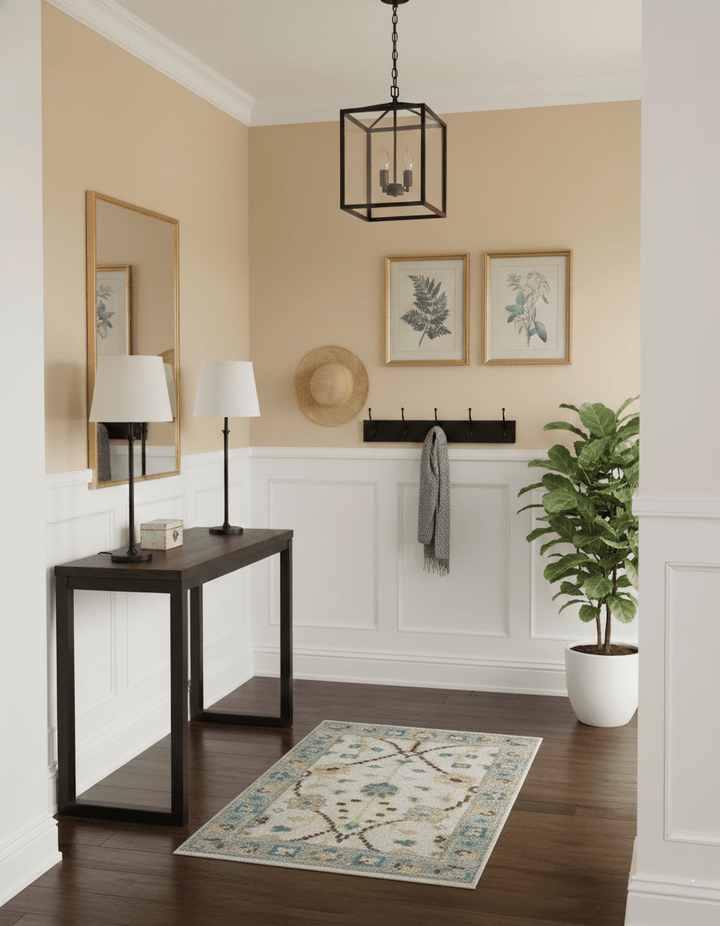 Hand knotted Traditional Oushak Design Blue And Ivory 2x3 Wool Area Rug - The Rug Decor