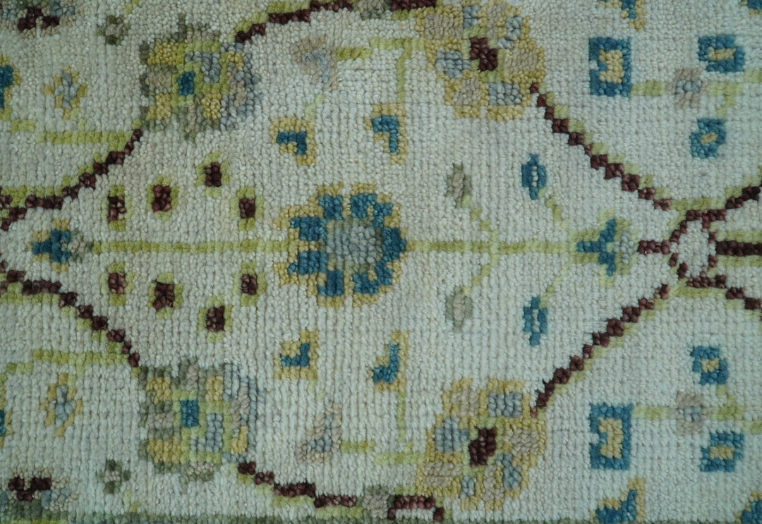 Hand knotted Traditional Oushak Design Blue And Ivory 2x3 Wool Area Rug - The Rug Decor