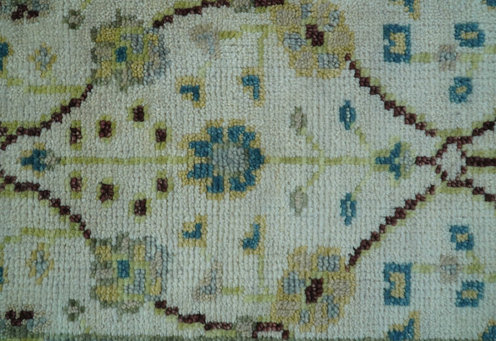 Hand knotted Traditional Oushak Design Blue And Ivory 2x3 Wool Area Rug - The Rug Decor