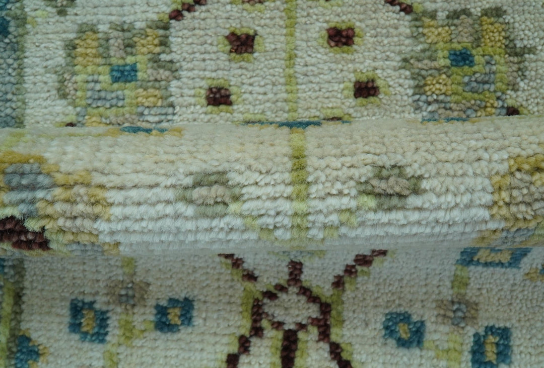 Hand knotted Traditional Oushak Design Blue And Ivory 2x3 Wool Area Rug - The Rug Decor