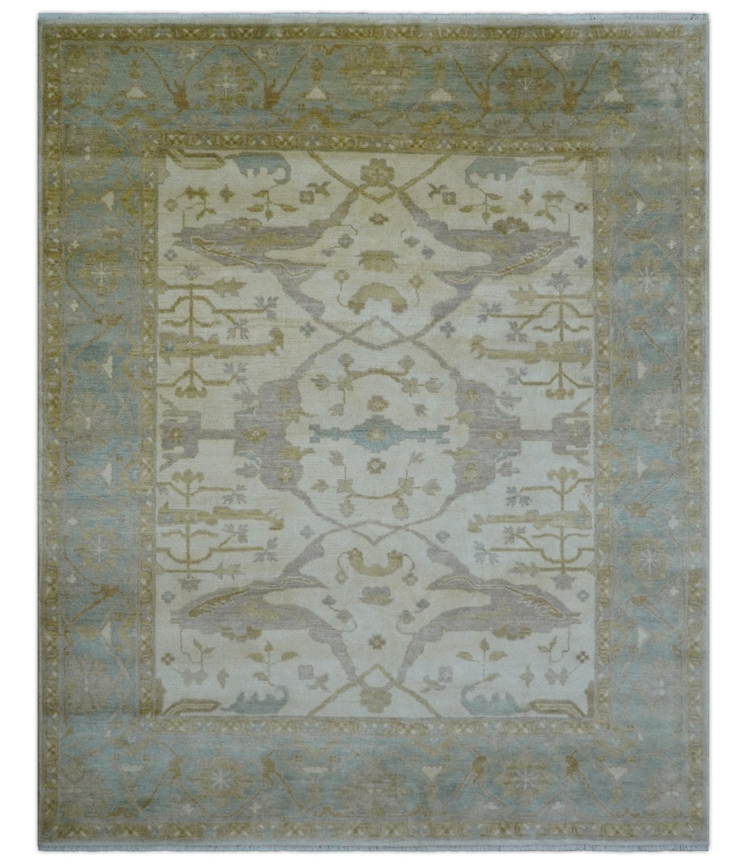 Hand Knotted Traditional Oushak Design Gray And Beige 8x10 Wool Rug - The Rug Decor