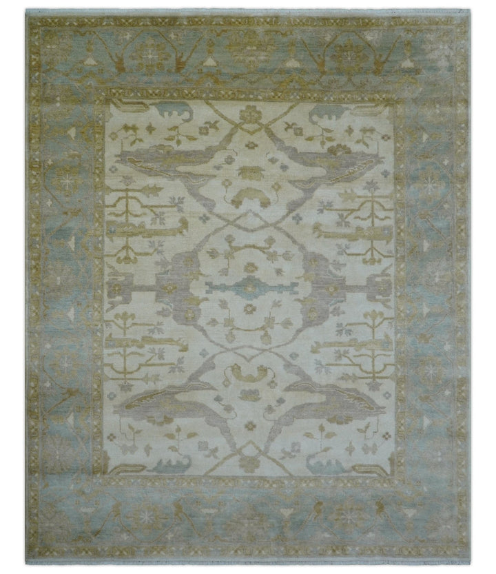 Hand Knotted Traditional Oushak Design Gray And Beige 8x10 Wool Rug - The Rug Decor