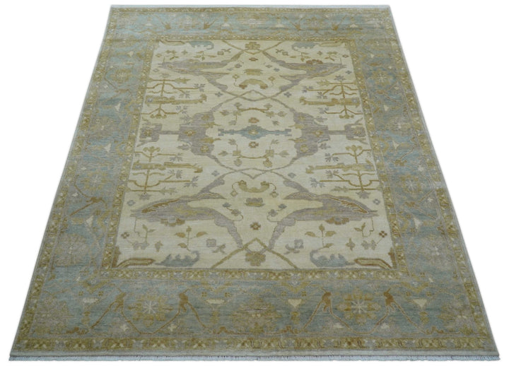 Hand Knotted Traditional Oushak Design Gray And Beige 8x10 Wool Rug - The Rug Decor