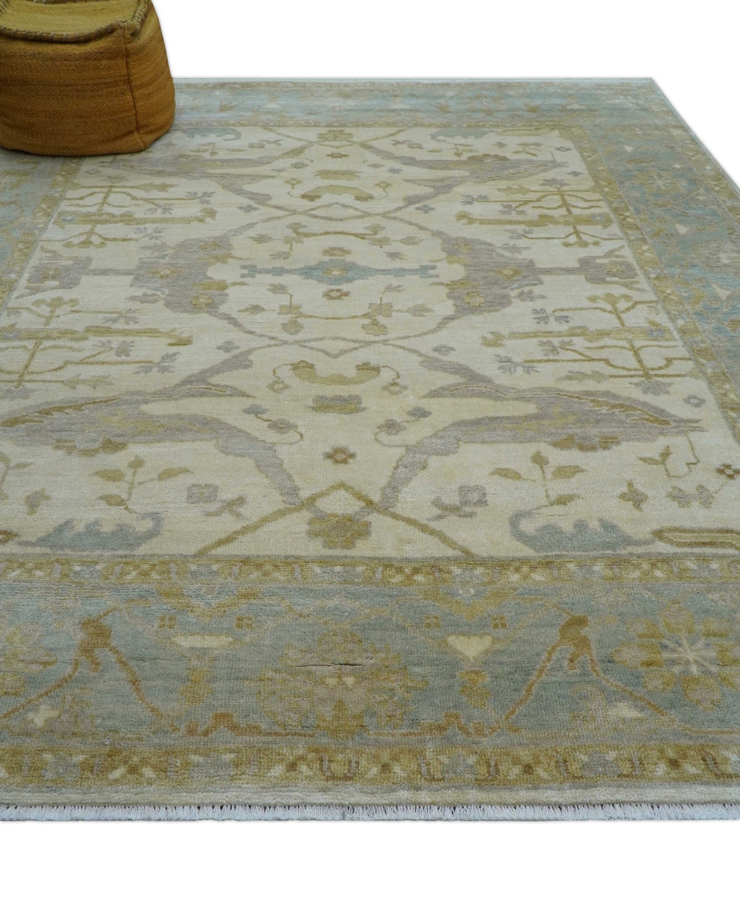 Hand Knotted Traditional Oushak Design Gray And Beige 8x10 Wool Rug - The Rug Decor