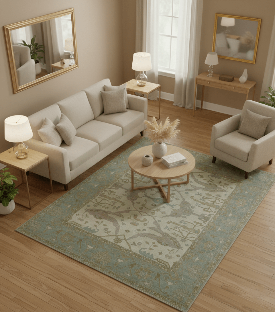 Hand Knotted Traditional Oushak Design Gray And Beige 8x10 Wool Rug - The Rug Decor