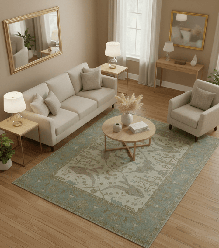 Hand Knotted Traditional Oushak Design Gray And Beige 8x10 Wool Rug - The Rug Decor