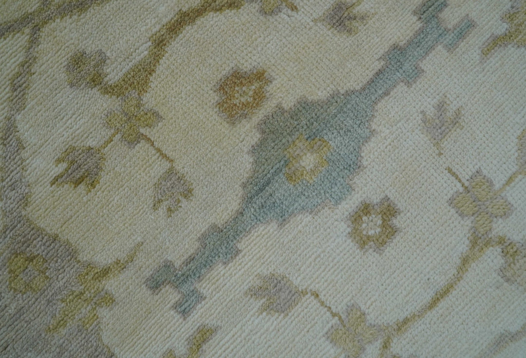 Hand Knotted Traditional Oushak Design Gray And Beige 8x10 Wool Rug - The Rug Decor