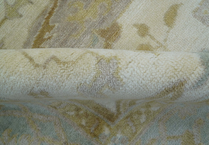 Hand Knotted Traditional Oushak Design Gray And Beige 8x10 Wool Rug - The Rug Decor