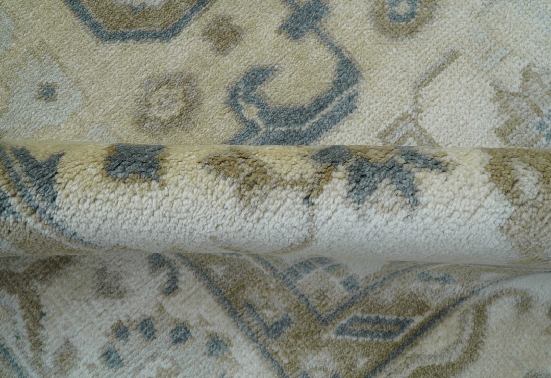 Hand Knotted Traditional Oushak Design Ivory And Gray 6x9 Wool Rug - The Rug Decor