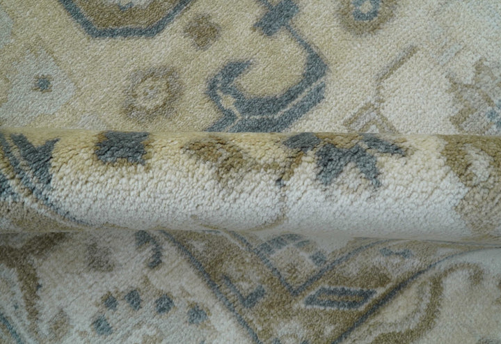 Hand Knotted Traditional Oushak Design Ivory And Gray 6x9 Wool Rug - The Rug Decor