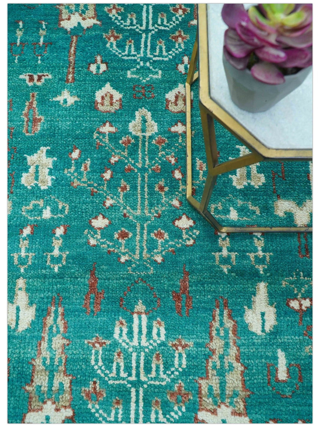 Hand knotted Tree of life Teal Traditional Style 4x6 Wool Area Rug - The Rug Decor
