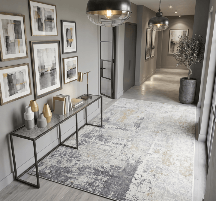 Hand Loom 6x9 Modern Abstract Gray and Ivory Area Rug - The Rug Decor