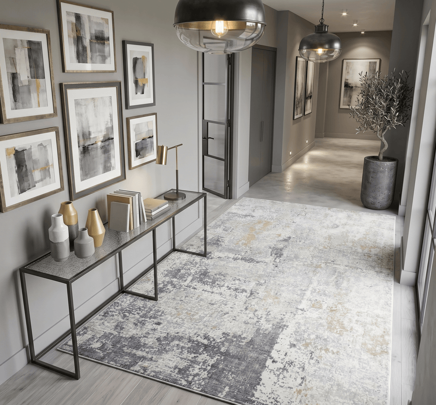 Hand Loom 6x9 Modern Abstract Gray and Ivory Area Rug - The Rug Decor