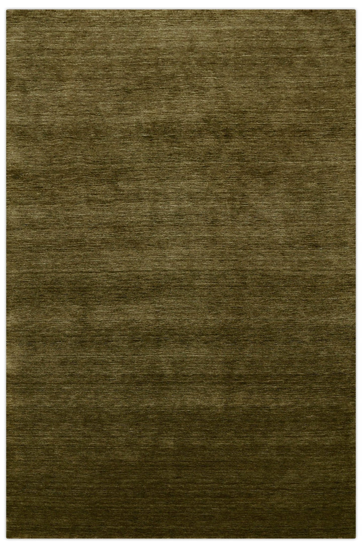 Hand Loomed Modern Green Solid Wool Area Rug - The Rug Decor