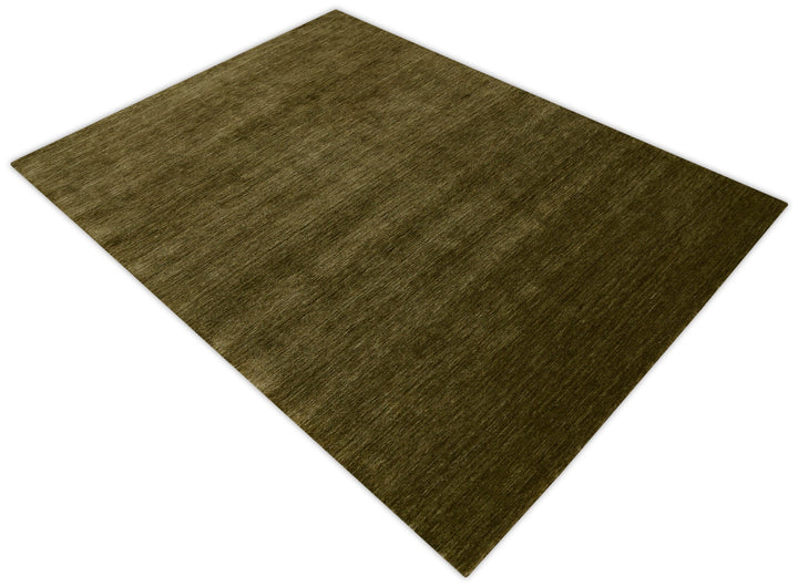 Hand Loomed Modern Green Solid Wool Area Rug - The Rug Decor