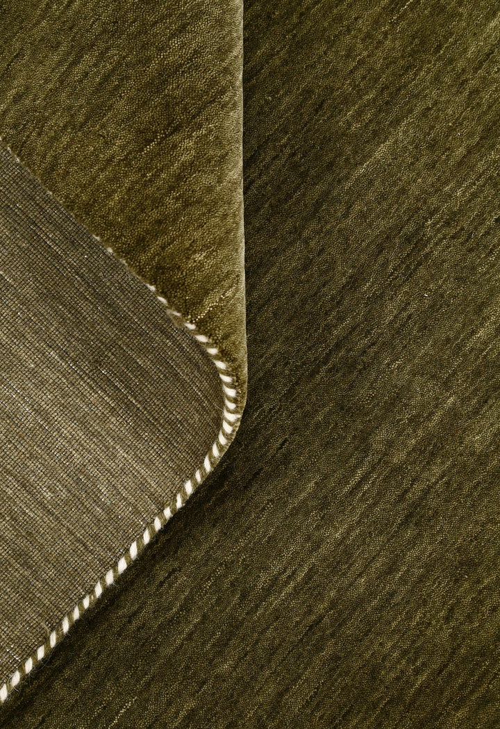 Hand Loomed Modern Green Solid Wool Area Rug - The Rug Decor