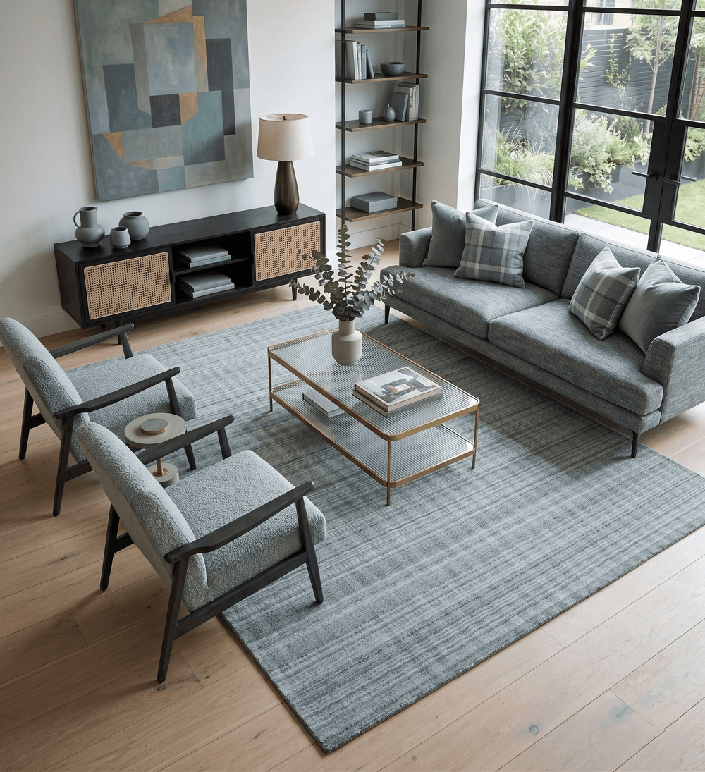 Hand Made 8x10 Modern Stripes Charcoal And Gray Blended Wool Area Rug - The Rug Decor