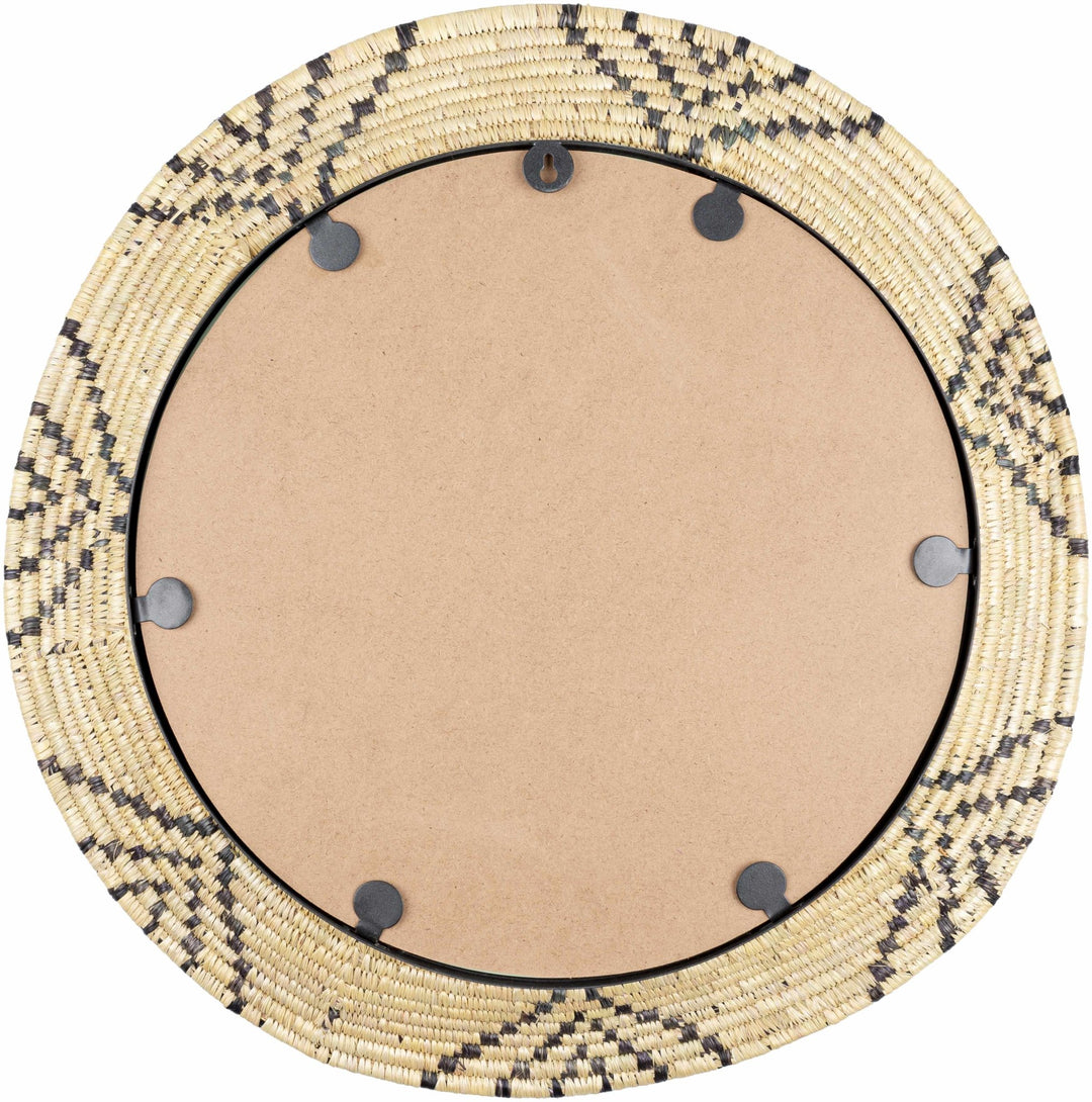 Hand Made Beige and Charcoal Ring Framed hanging wall mirror - The Rug Decor
