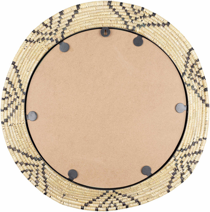 Hand Made Beige and Charcoal Ring Framed hanging wall mirror - The Rug Decor