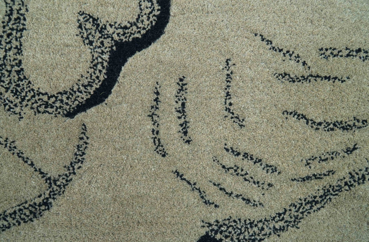 Hand Tufted 2x3 Animal Beige Elephant Wool Area Rug - The Rug Decor