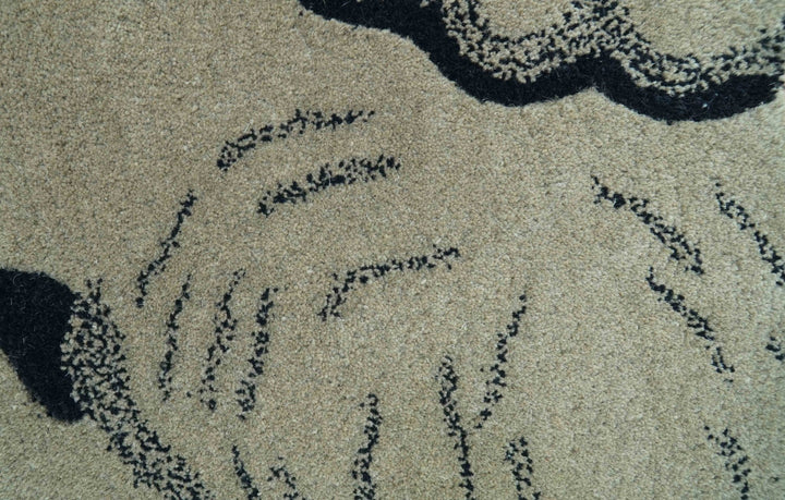 Hand Tufted 2x3 Animal Beige Elephant Wool Area Rug - The Rug Decor