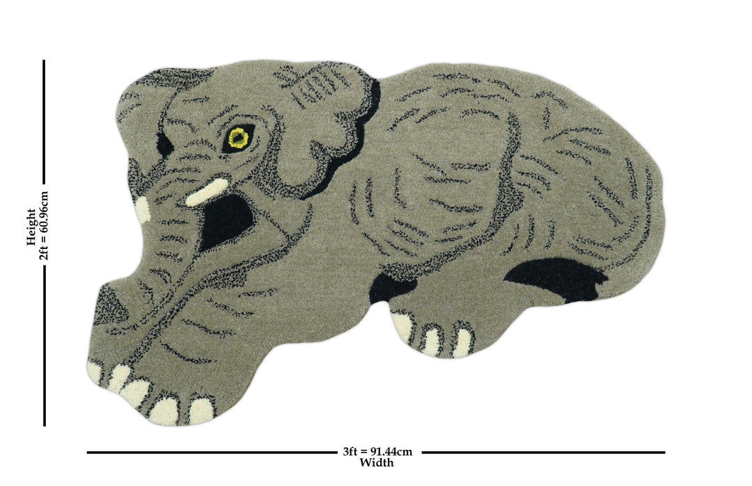 Hand Tufted 2x3 Animal Beige Elephant Wool Area Rug - The Rug Decor