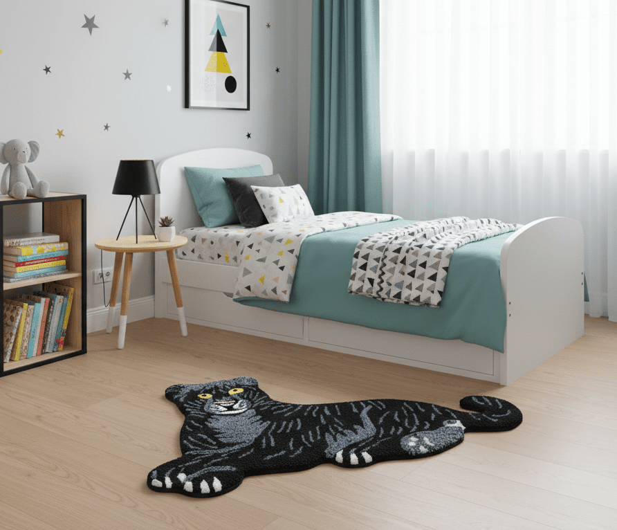 Hand Tufted 2x3 Animal Black Panther Wool Area Rug - The Rug Decor